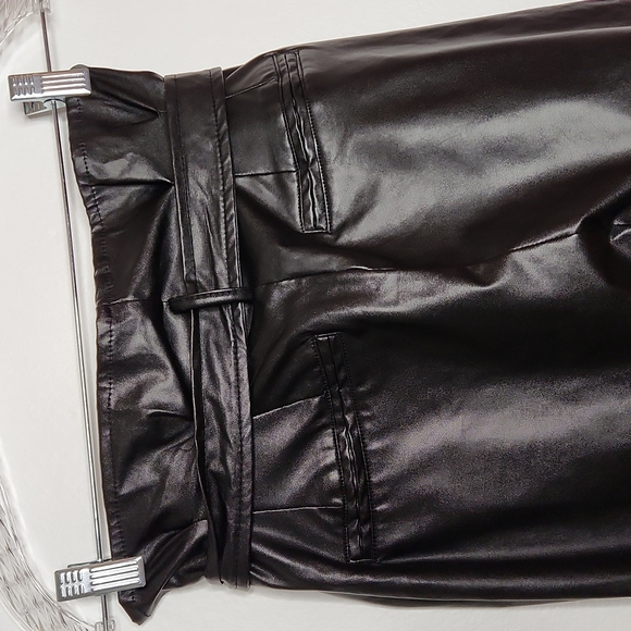 Lulus Real Time Black Vegan Leather Paperbag Waist Trouser Pants - Picture 8 of 13